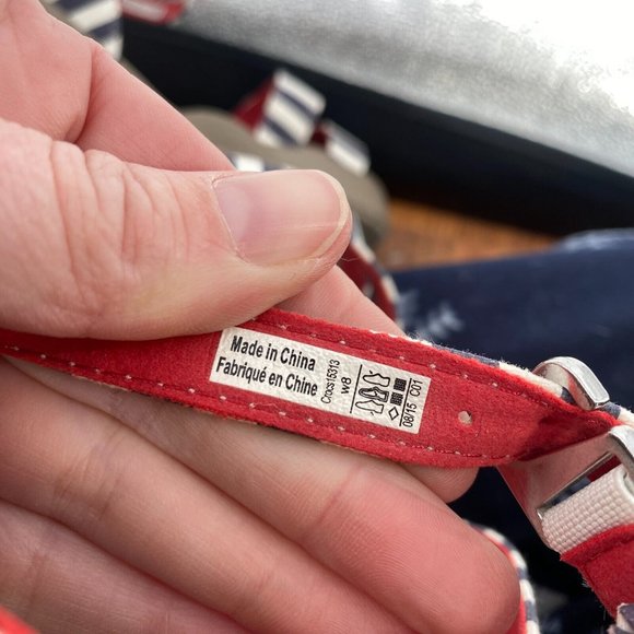 Crocs sandals womens 8 navy striped nautical leigh wedge strappy lightweight - Picture 7 of 7